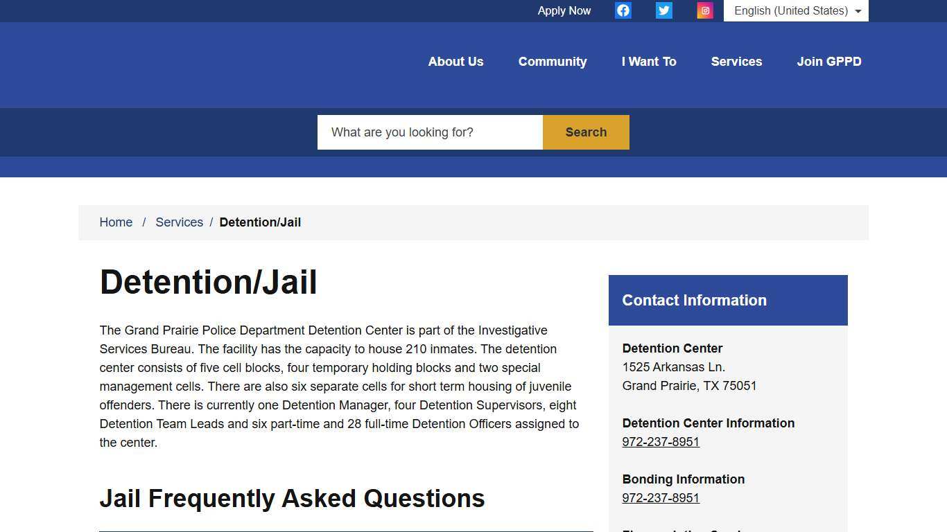 Detention/Jail - Grand Prairie Police